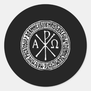 Sticker Rond Symbole chrétien antique du Labarum Chi Rho