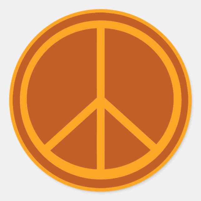 Sticker Rond Symbole classique de paix orange brûlée (Devant)