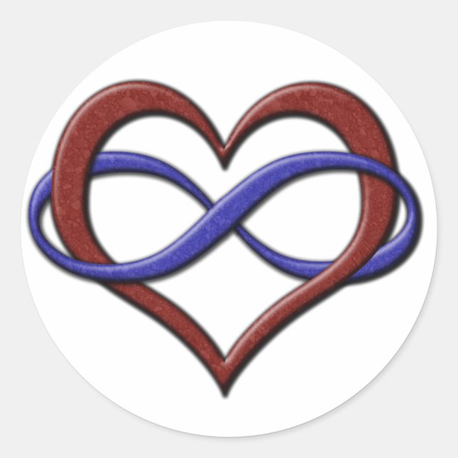 Sticker Rond Symbole coeur infini Polyamory Fierté Drapeau Coul (Devant)