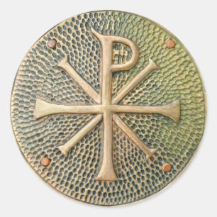 Sticker Rond Symbole croix byzantine métal médaillon histoire a