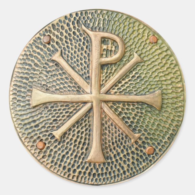 Sticker Rond Symbole croix byzantine métal médaillon histoire a (Devant)