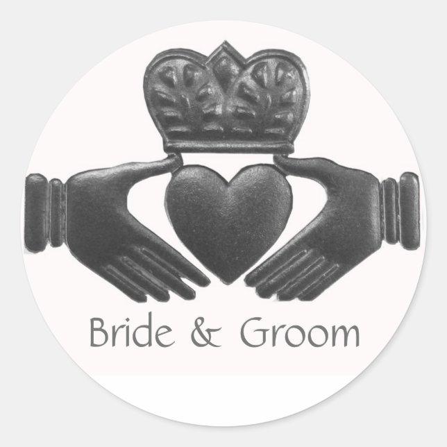 Sticker Rond Symbole d'amour de Claddagh (Devant)