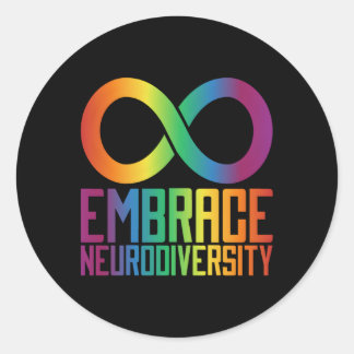 Sticker Rond Symbole d'autisme infini Embrasser la neurodiversi