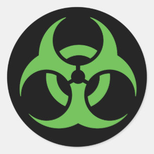 Sticker Rond Symbole de biodanger vert.