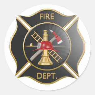 Sticker Rond Symbole de croix maltaise des pompiers noirs