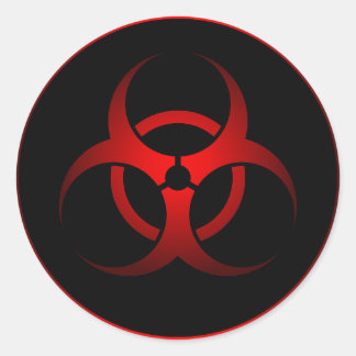 Sticker Rond Symbole de danger biochimique cool rouge et noir