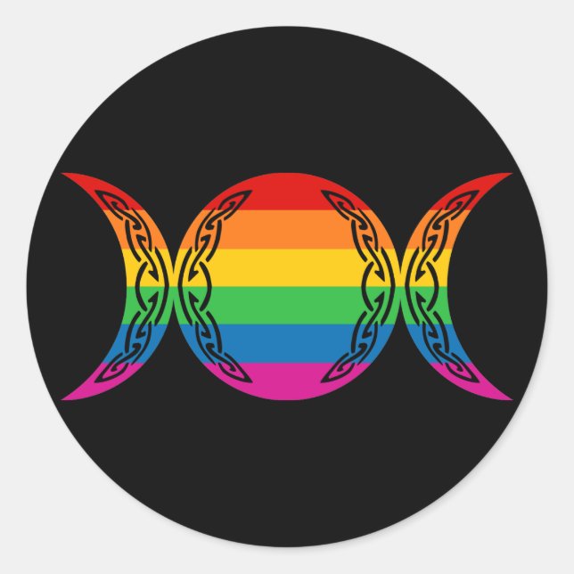 Sticker Rond Symbole de déesse triple arc-en-ciel (Devant)