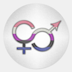 Sticker Rond Symbole de fluides de genre dans les couleurs du d