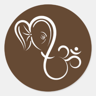 Sticker Rond Symbole de Ganesha Méditation Spiritual de Calligr