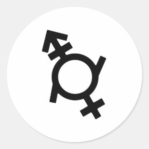 Sticker Rond Symbole de genre féminin androgyne fluidelgenre