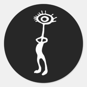 Sticker Rond symbole de géoglyphe idol antique petroglyphe amer