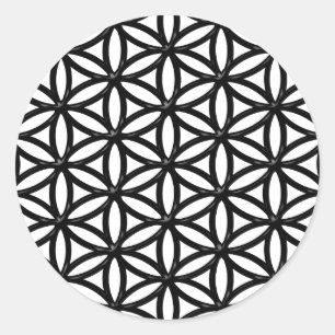 Sticker Rond Symbole de géométrie sacrée Fleur de la vie (noir)