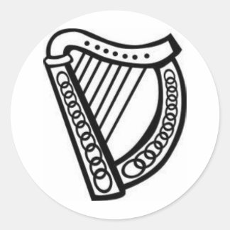 Sticker Rond Symbole de harpe celtique irlandais