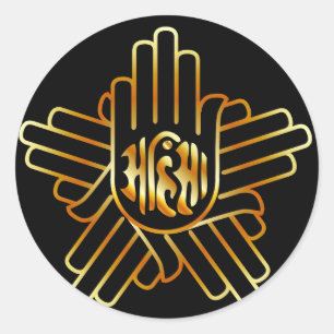 Sticker Rond Symbole de jaïnisme en or