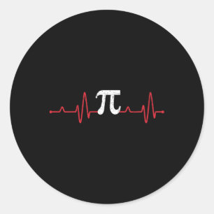 Sticker Rond Symbole de jour Pi Heartbeat Math Lover Nurse Puls