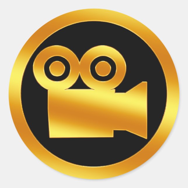 Sticker Rond Symbole de la caméra vidéo Gold (Devant)