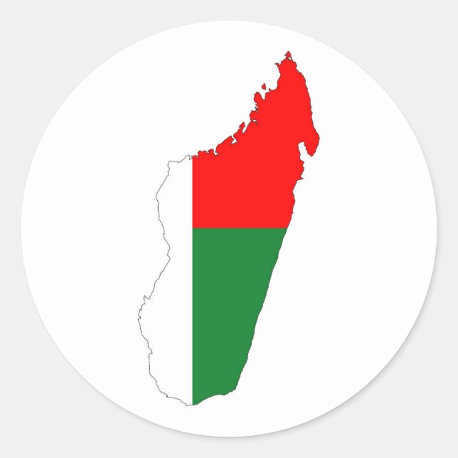 Sticker Rond symbole de la carte du drapeau de Madagascar (Devant)