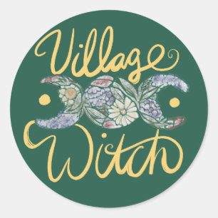 Sticker Rond Symbole de la déesse de la sorcière de village tri