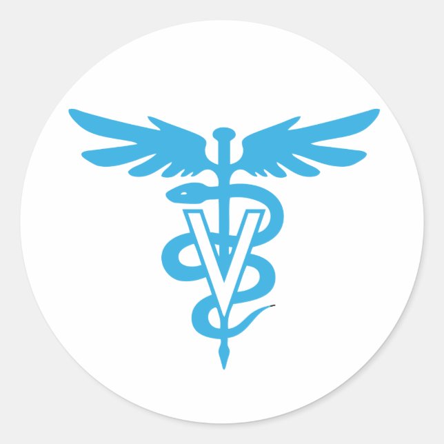 Sticker Rond Symbole de la médecine vétérinaire (Devant)