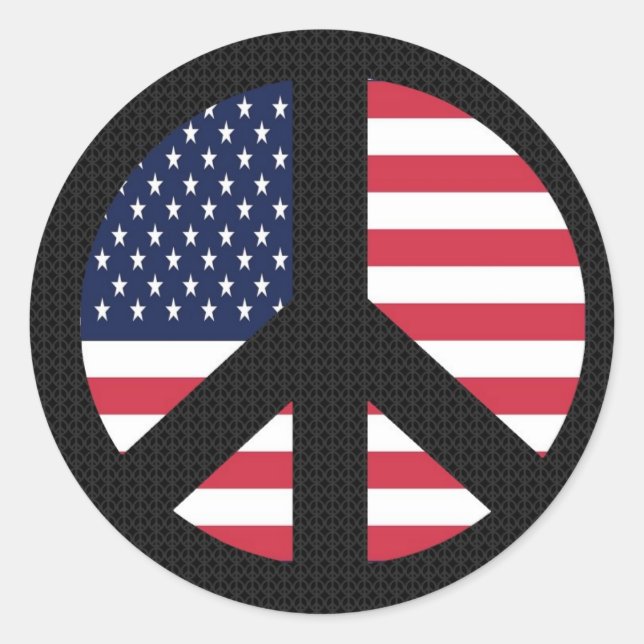 Sticker Rond SYMBOLE DE LA PAIX AVEC Drapeau AMÉRICAIN (Devant)