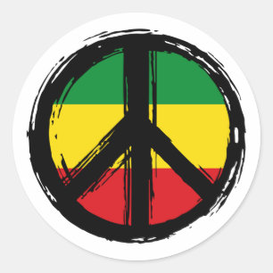 Sticker Rond Symbole de la Paix avec le style de aggae