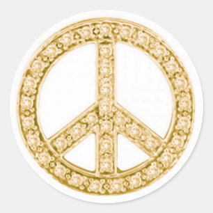 STICKER ROND SYMBOLE DE LA PAIX DE BIJOUX D'OR