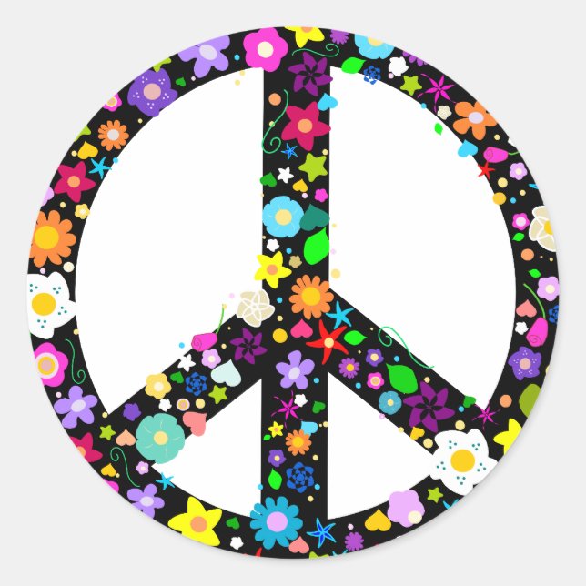 Sticker Rond Symbole de la paix florale (Devant)