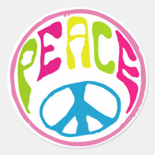 Sticker Rond SYMBOLE DE LA PAIX Hippie