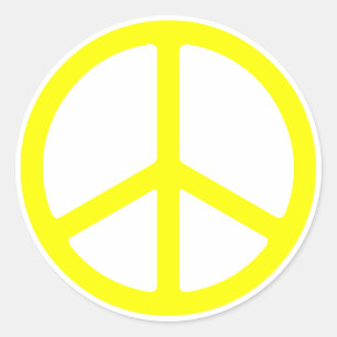 STICKER ROND SYMBOLE DE LA PAIX JAUNE MINCE