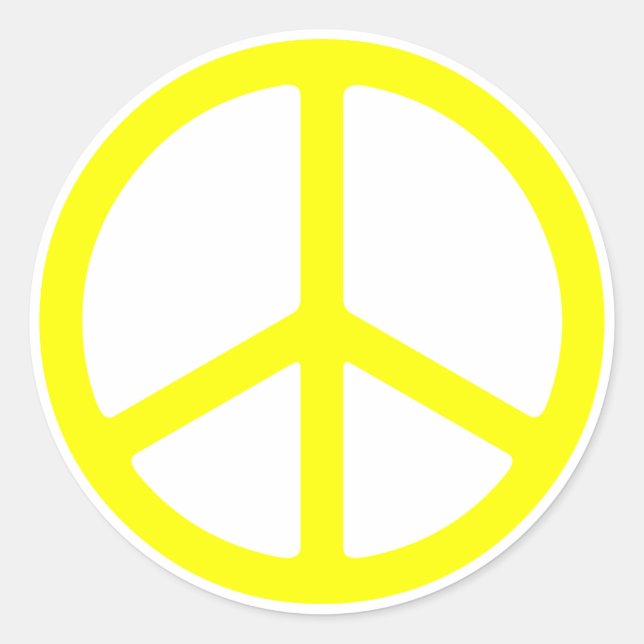 STICKER ROND SYMBOLE DE LA PAIX JAUNE MINCE (Devant)