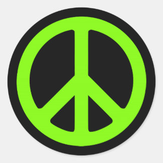 Sticker Rond Symbole de la Paix Noir et Chartreuse