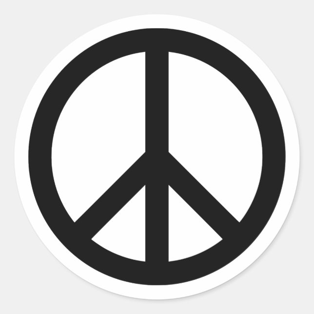 Sticker Rond Symbole de la paix noire (Devant)