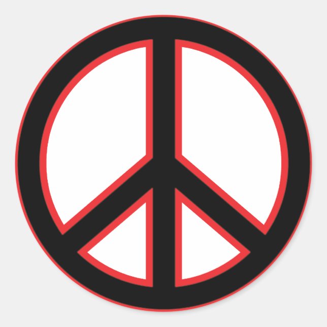 Sticker Rond Symbole de la Paix Noire & Rouge (Devant)