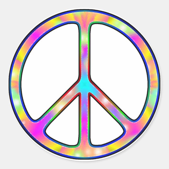 Sticker Rond SYMBOLE DE LA PAIX PsychÉLIQUE ENTIÈRE (Devant)