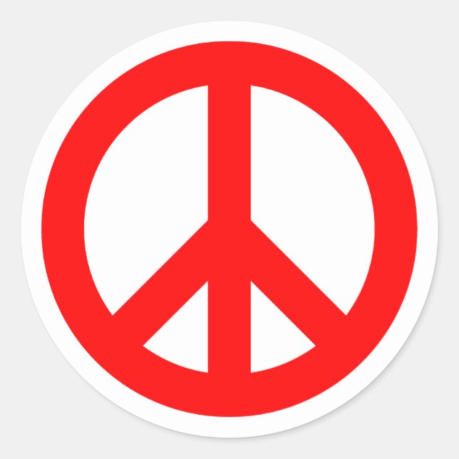 Sticker Rond Symbole de la paix rouge (Devant)