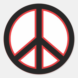 Sticker Rond Symbole de la Paix Rouge et Noir