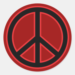 Sticker Rond Symbole de la Paix Rouge et Noir