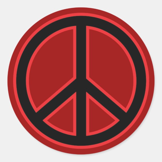 Sticker Rond Symbole de la Paix Rouge et Noir (Devant)