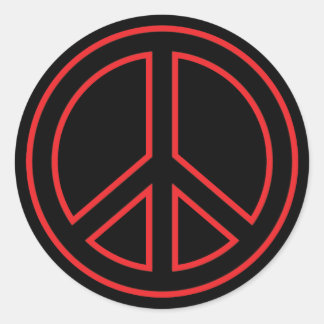 Sticker Rond Symbole de la Paix Rouge et Noir