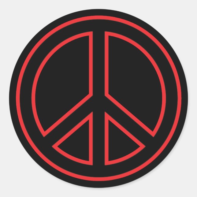 Sticker Rond Symbole de la Paix Rouge et Noir (Devant)