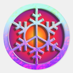 Sticker Rond SYMBOLE DE LA PAIX Snowflake