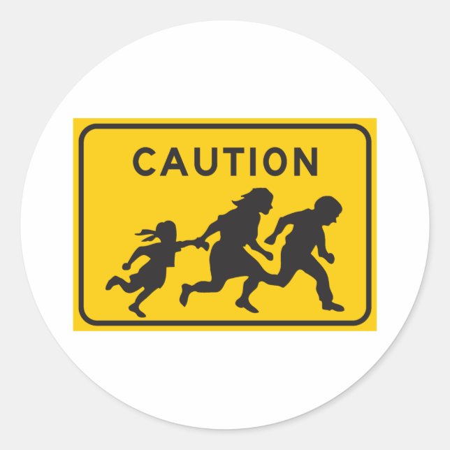Sticker Rond SYMBOLE DE LA ROUTE DES Aliens Illégaux (Devant)