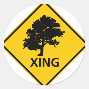 STICKER ROND SYMBOLE DE LA ROUTE DU PASSAGE D'ARBRE