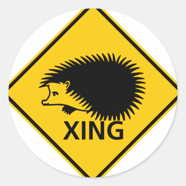 Sticker Rond SYMBOLE DE LA ROUTE DU PASSAGE DE HÊdgehog (Devant)