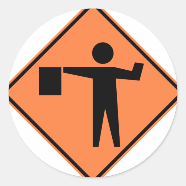 Sticker Rond Symbole de la route Flagman (Devant)