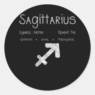 Sticker Rond Symbole de l'Archer du Sagittaire Cadeau d'anniver