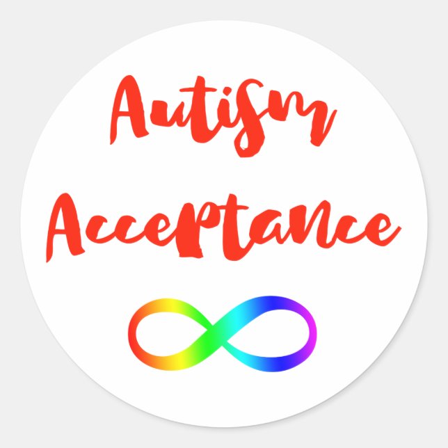 Sticker Rond Symbole de l'autisme Acceptation de l'infini (Devant)