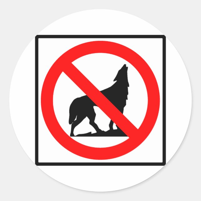 Sticker Rond Symbole de l'autoroute No Wolves (Devant)