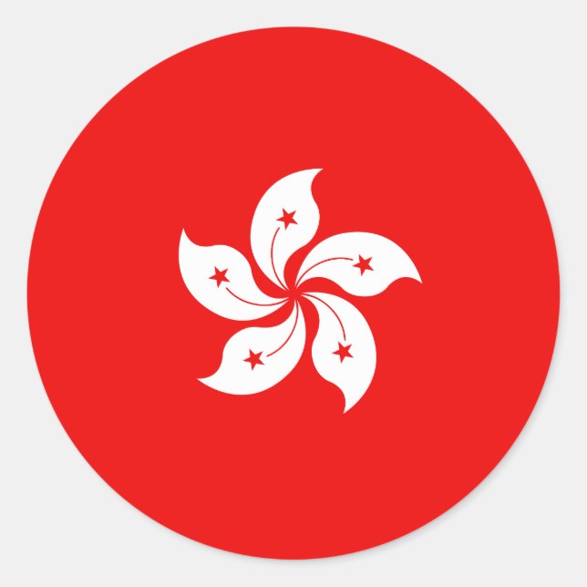 Sticker Rond Symbole de l'orchidée blanche du drapeau de Hong K (Devant)