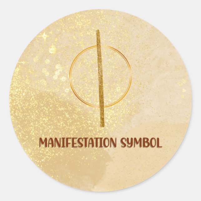 Sticker Rond Symbole de manifeste infusé de Reiki argent (Devant)
